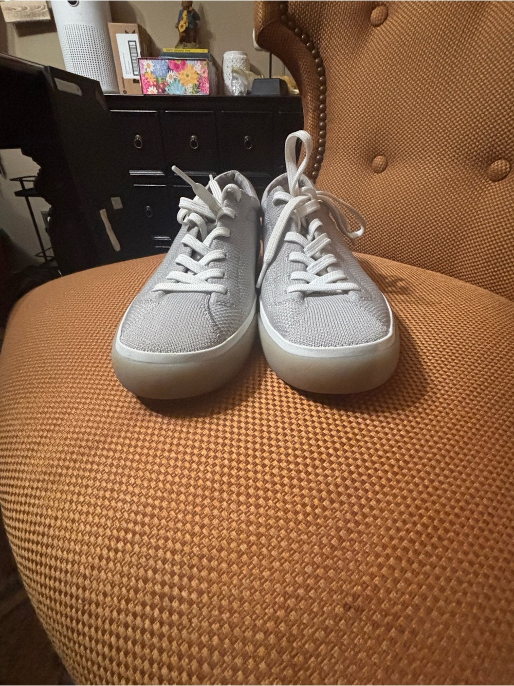 Rothy’s Light Gray Knit Lace-Up Sneakers